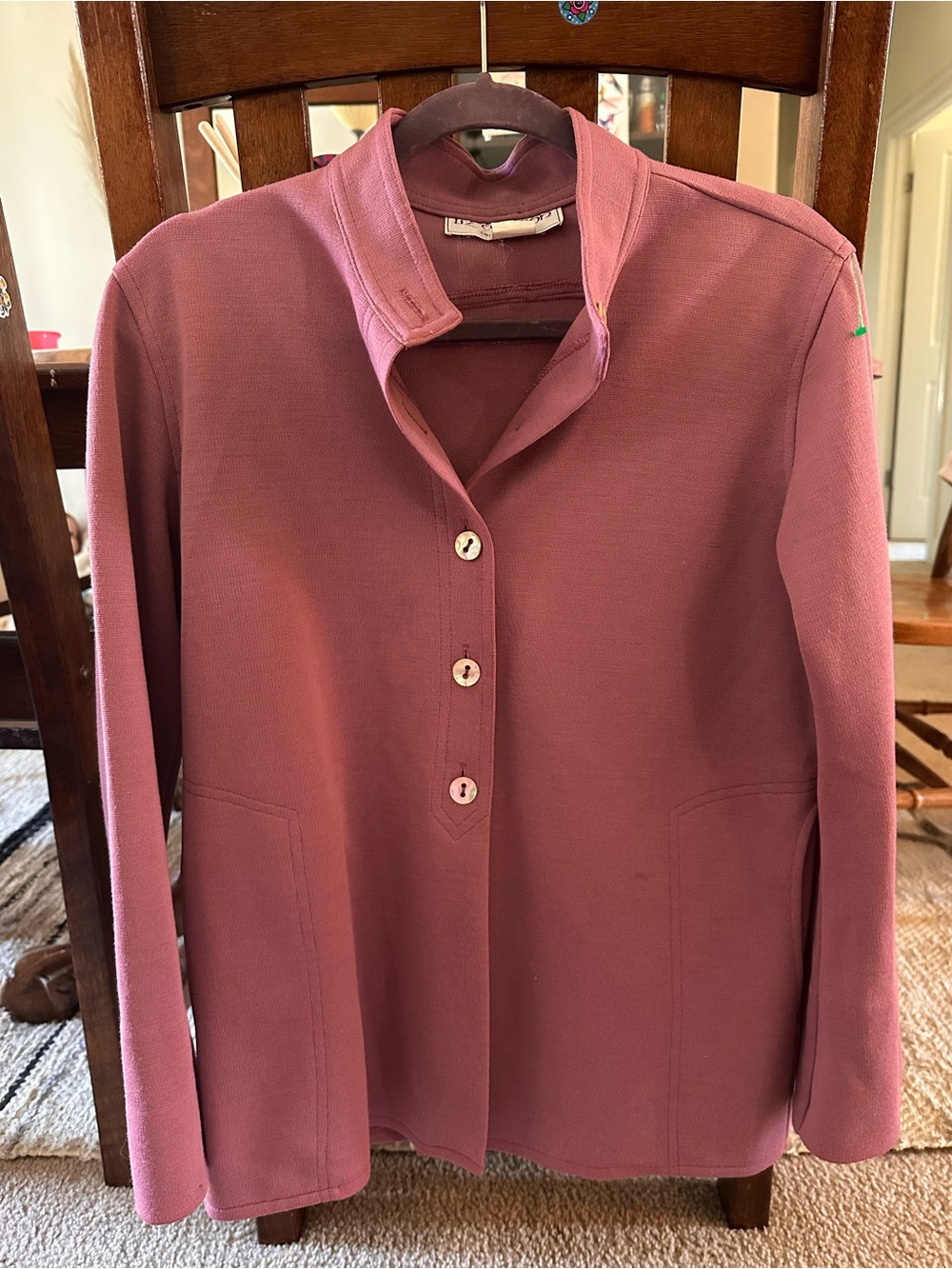 Vintage Liz Carlson San Francisco Women's Mauve Button-Front Knit Top